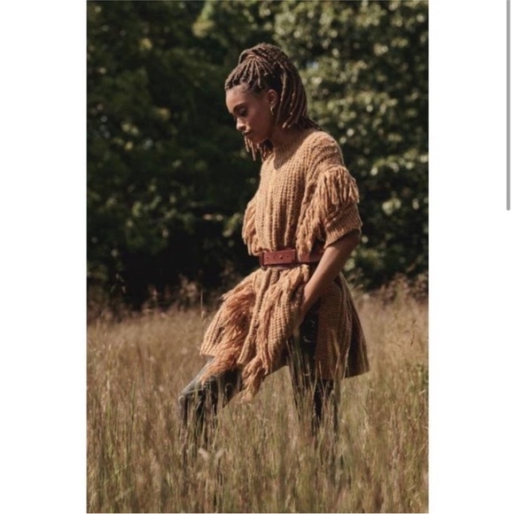 Anthropologie Knit Boho Fringe Poncho - Picture 2 of 10